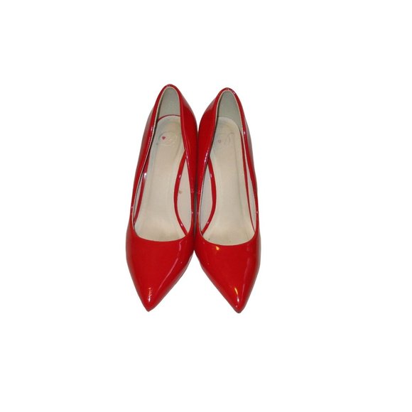 *Heart in D Lipstick Red Pointed Toe Stiletto Pumps Patent Leather - Picture 3 of 8